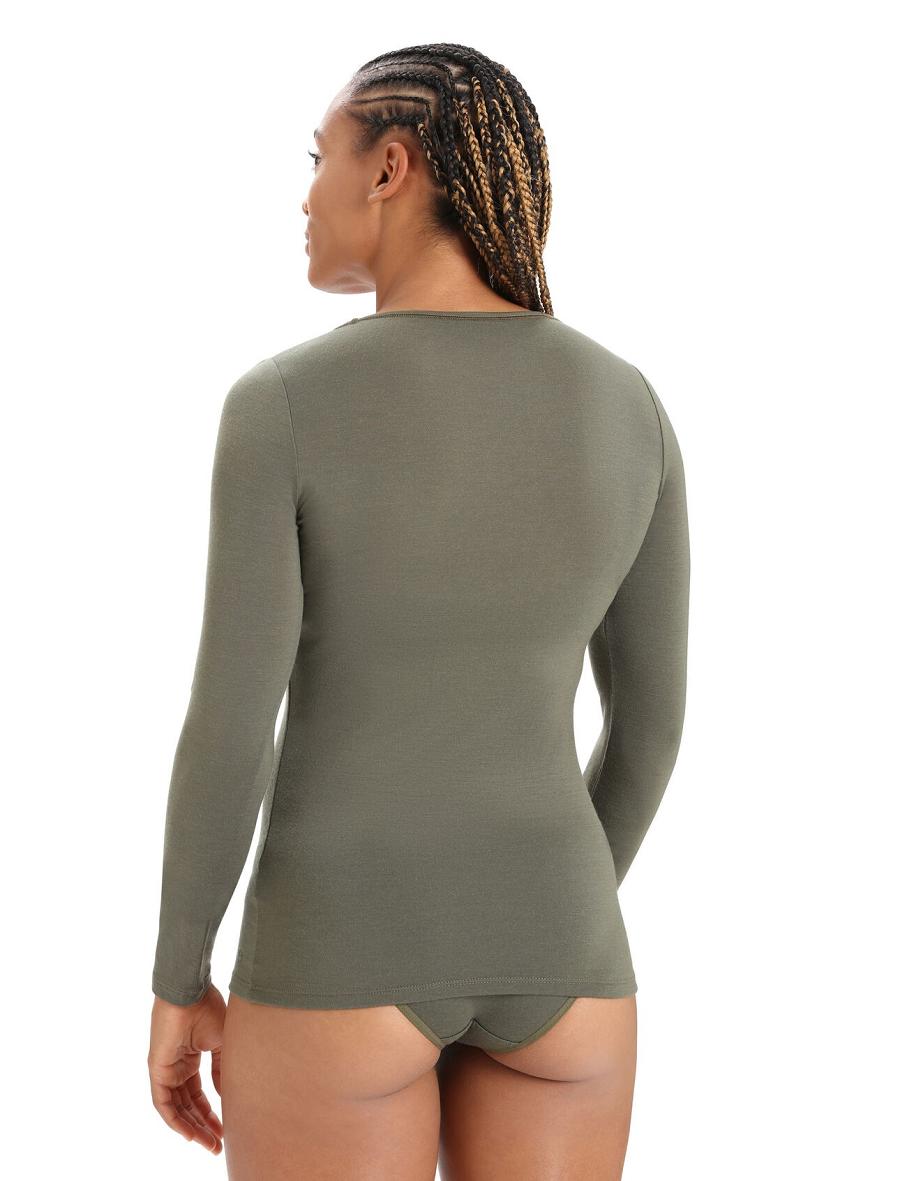 Bielizny Icebreaker Merino Siren Long Sleeve Sweetheart Top Damskie Oliwkowe | PL 1259TCEV